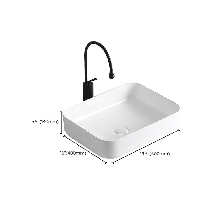 Lisslune | Modern Vessel Sink Porcelain Rectangular Vessel Sink (Not Included Faucet)
