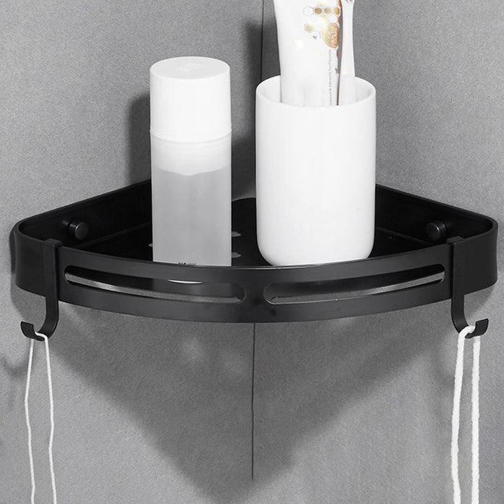 Lisslune | Modern Aluminum Bathroom Accessory Set Black/ Silver Bathroom Shelf