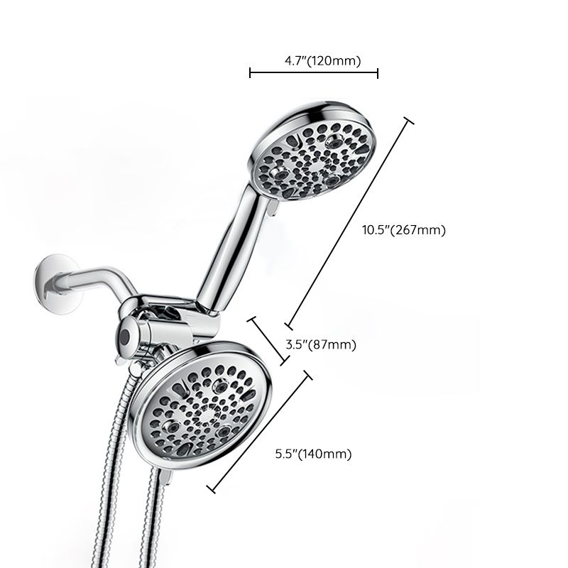 Lisslune | Contemporary Shower Combination Adjustable Shower Head Chrome Ceiling Mounted Round Shower Head