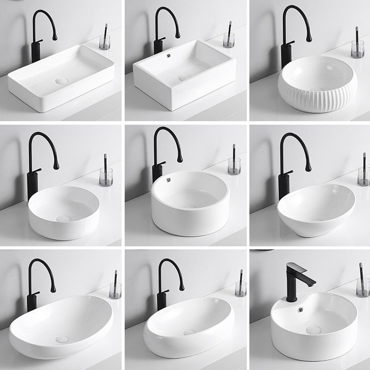 Lisslune | Modern Vessel Sink Porcelain Rectangular Vessel Sink (Not Included Faucet)