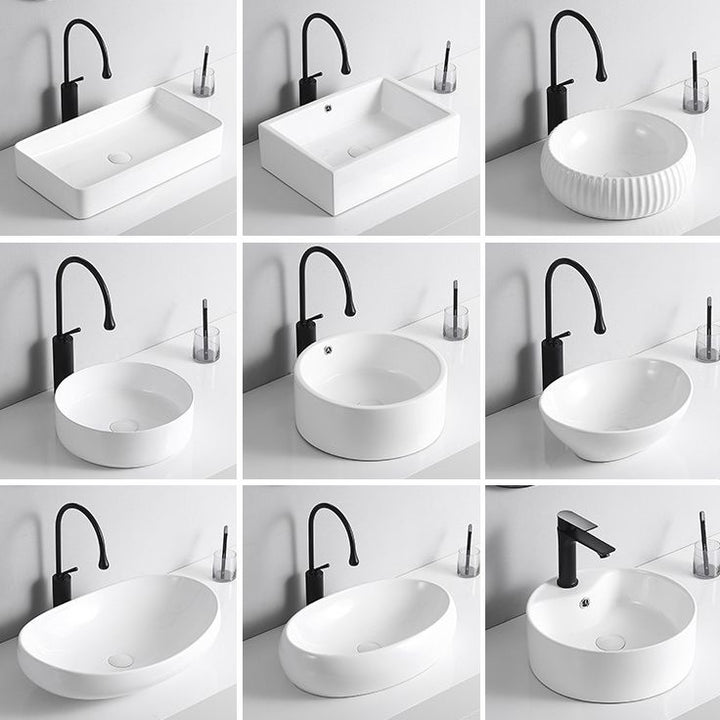 Lisslune | Modern Vessel Sink Porcelain Rectangular Vessel Sink (Not Included Faucet)