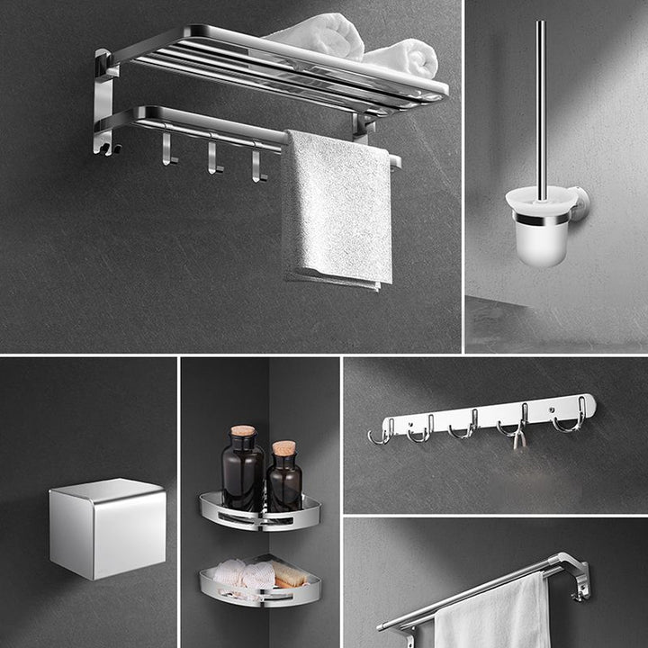 Lisslune | Modern Silver Bathroom Fixtures Set Metal Bathroom Accessories Kit