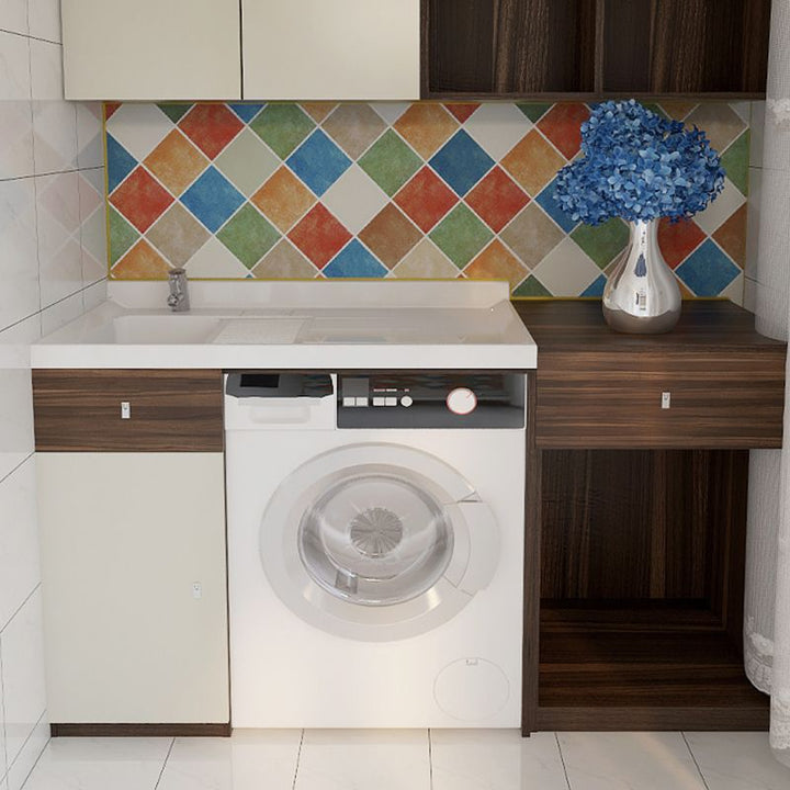 Lisslune | Rectangular Wall Tile for Peeling and Applying Geometric Print Kitchen Wallpaper