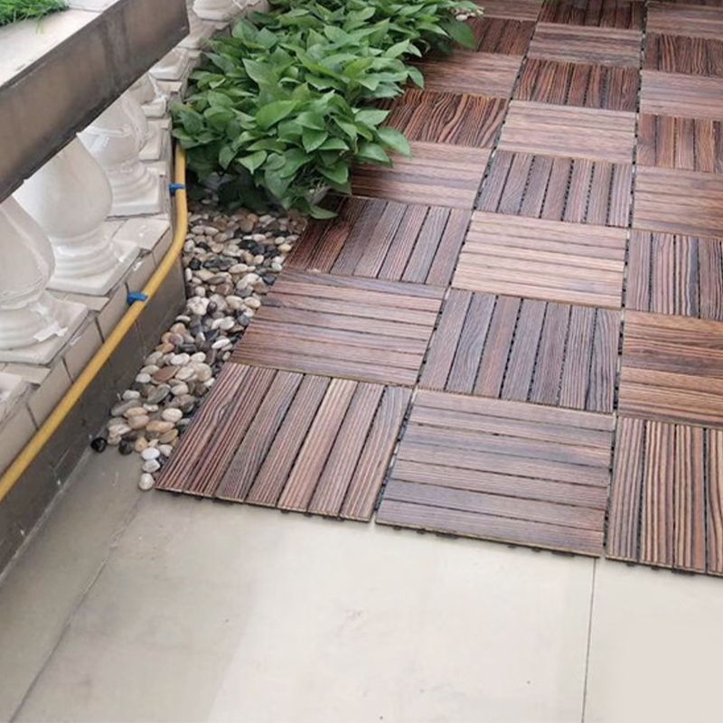Lisslune | Farmhouse Square Tile Floor Brown Pine Wood for Patio Garden