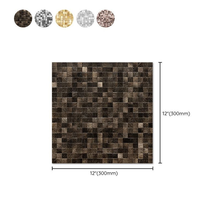 Lisslune | Mosaic Tiles Wallpaper Square Shape Peel and Stick Mosaic Tiles with Metal Look