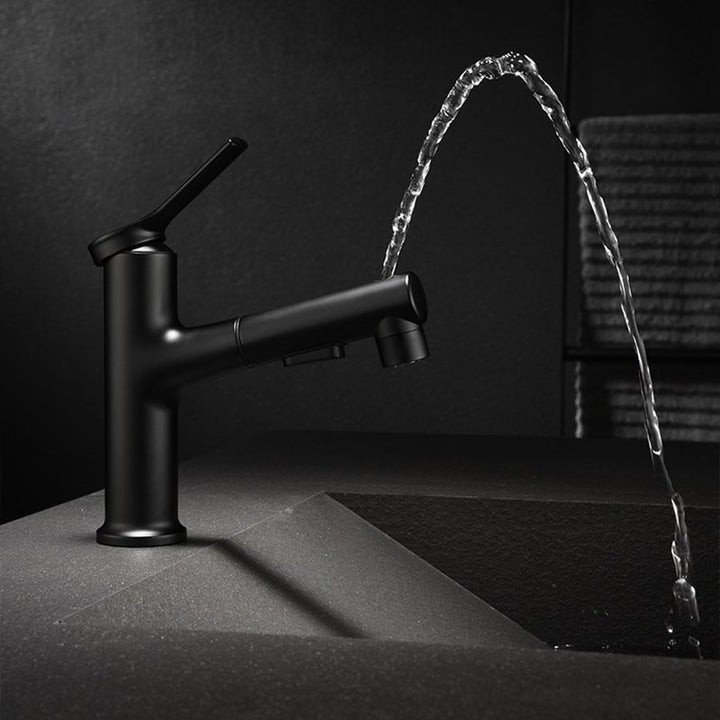 Lisslune | Modern Basin Faucet Copper Single Handle Low Arc Basin Faucet for Bathroom