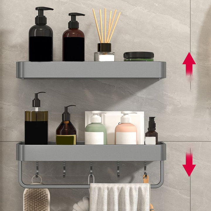 Lisslune | Modern Grey 2-piece Bathroom Accessory Set, Matt Grey, Bathroom Shelf