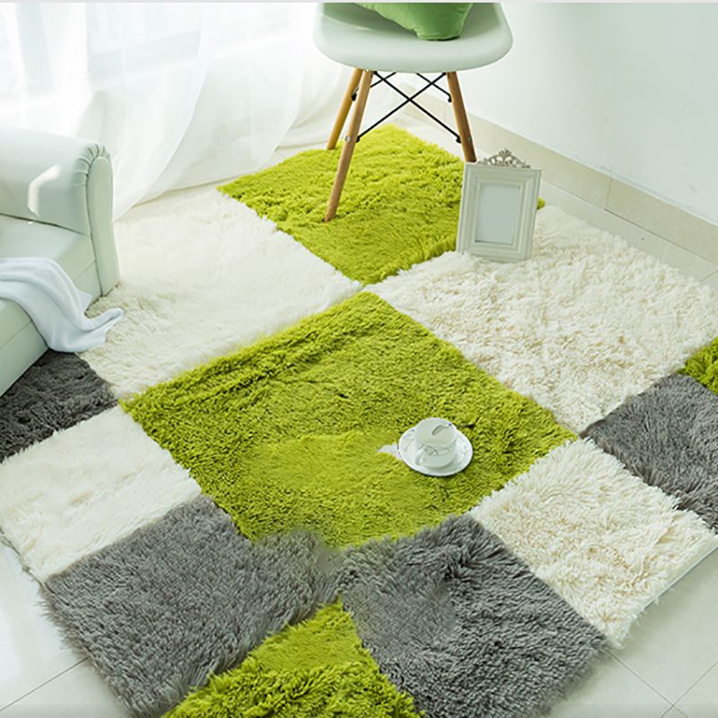 Lisslune | Bedroom Carpet Tiles Solid Color Square Shag Stain Resistant Carpet Tiles