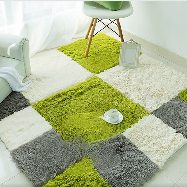 Lisslune | Bedroom Carpet Tiles Solid Color Square Shag Stain Resistant Carpet Tiles