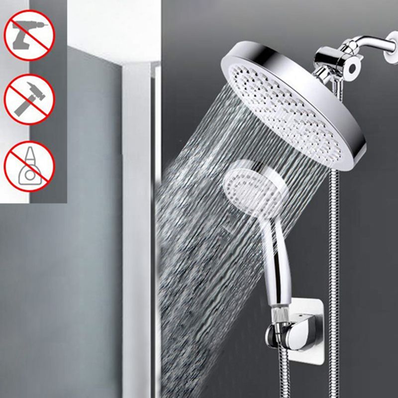 Lisslune | Contemporary Shower Combination Double Shower Head Chrome Wall Mount Round Shower Head