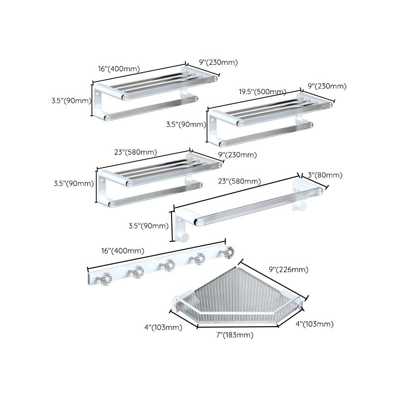 Lisslune | White & Clear Acrylic Bath Accessory Set with Towel Holder/Paper Holder/Bathrobe Hook