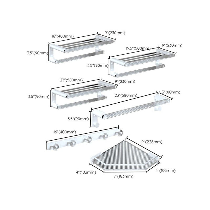 Lisslune | White & Clear Acrylic Bath Accessory Set with Towel Holder/Paper Holder/Bathrobe Hook