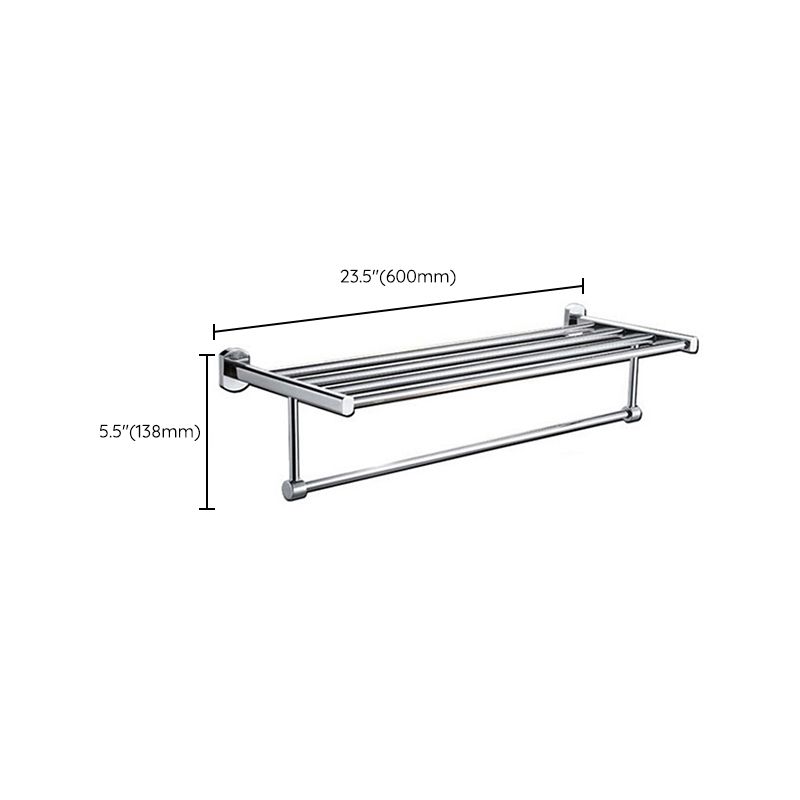 Lisslune | Polished Chrome Modern Bathroom Accessory Set Silver Towel Holder/Bath Shelf