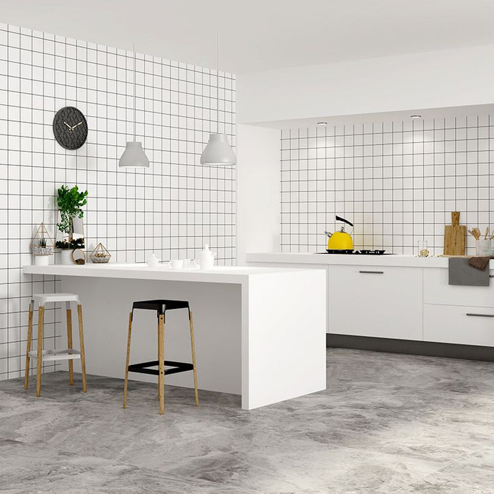 Lisslune | Modern Square Grid Single Plate Plastic Peel & Stick Field Tile