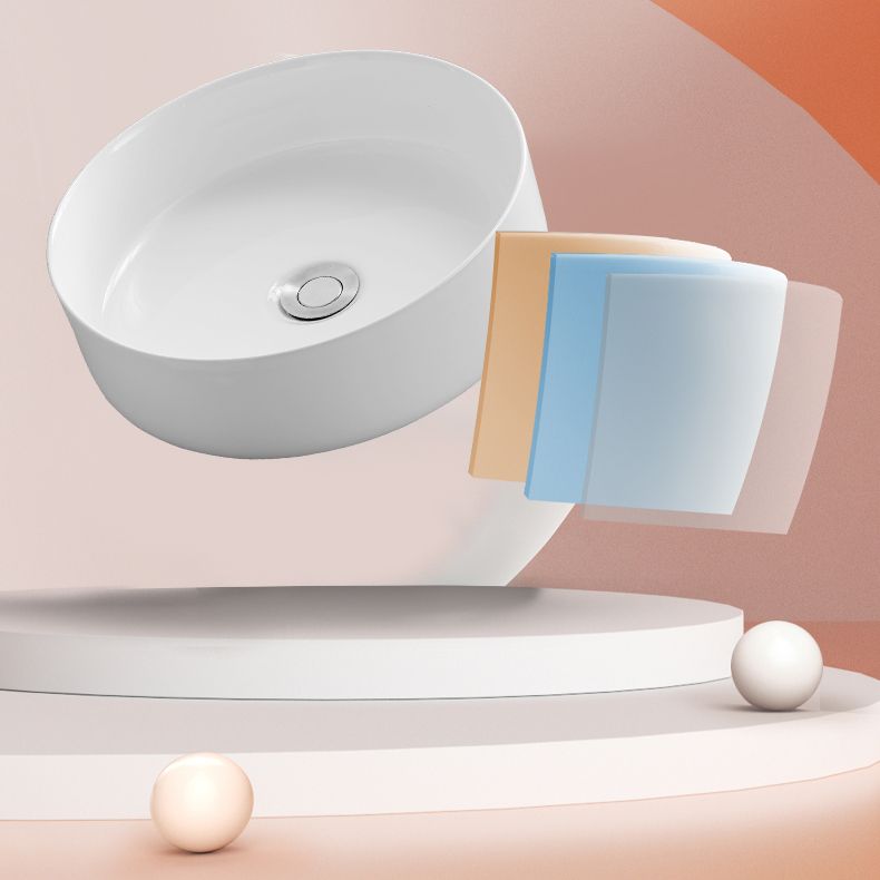 Lisslune | Contemporary sink with single drain hole porcelain round vessel