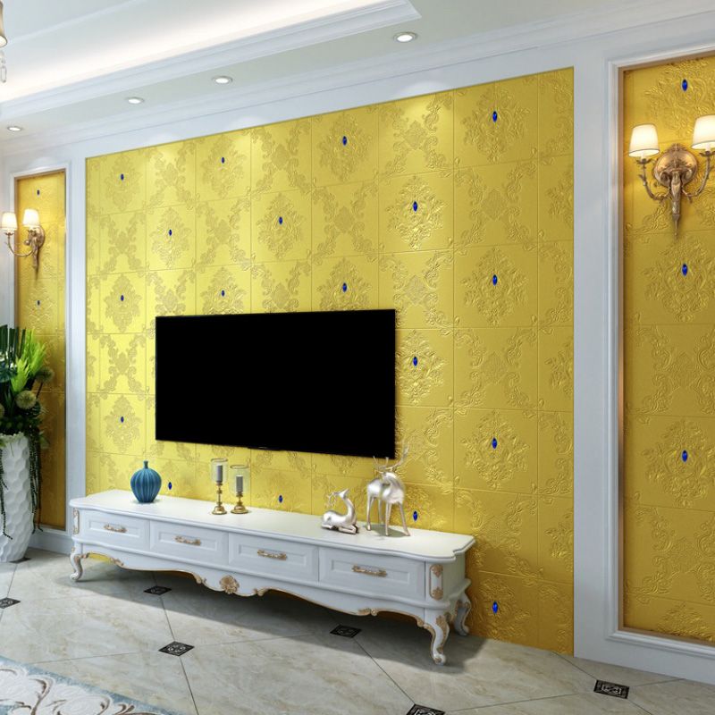 Lisslune | Glam Style Foam Wall Panel Living Room 3D Embossed Waterproof Wall Panel