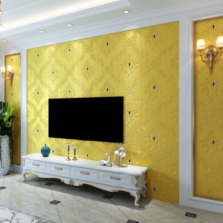 Lisslune | Glam Style Foam Wall Panel Living Room 3D Embossed Waterproof Wall Panel