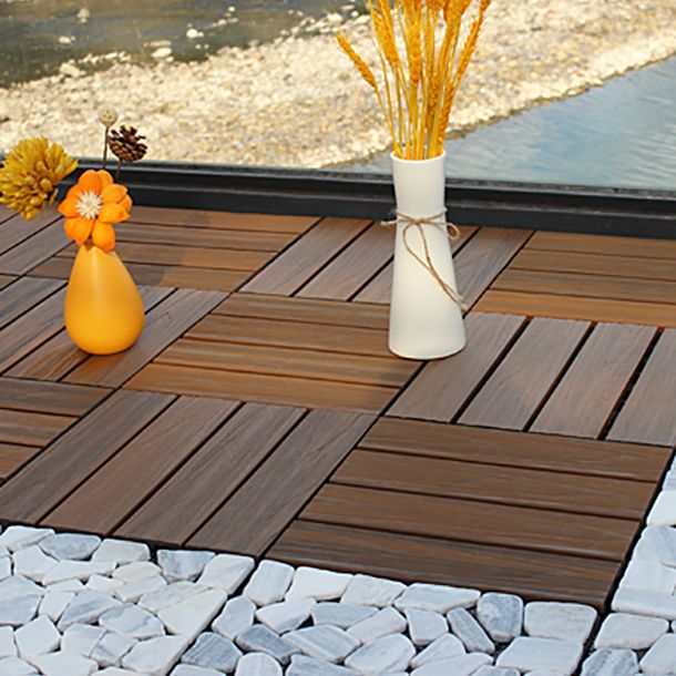 Lisslune | Deck Plank drilled hardwood tiles exterior flooring