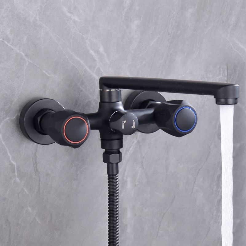 Lisslune | Modern Bathtub Faucet Trim Black Wall Mounted Swivel Spout with Hand Shower