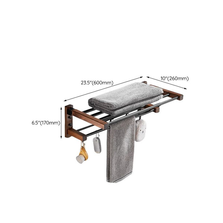 Lisslune | Wood & Aluminum Bathroom Set Brown Bathroom Accessory Set