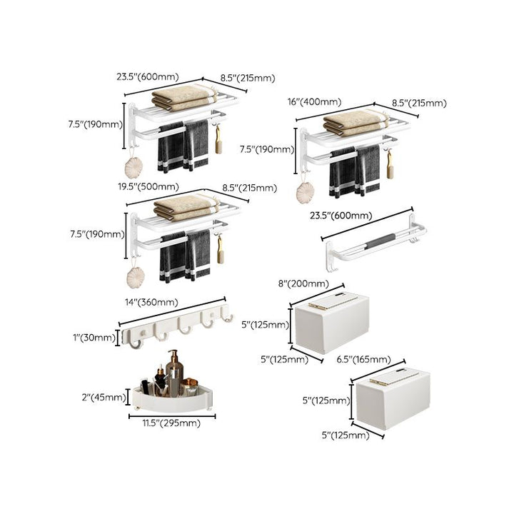 Lisslune | White contemporary bathroom accessories set stainless steel aluminum bathroom set