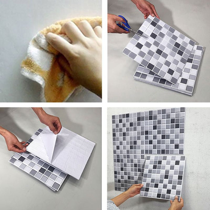 Lisslune | Tile Stripping & Gluing Square Mosaic PVC Stain Resistant Stripping and Gluing Plates for Shower 5 Pack