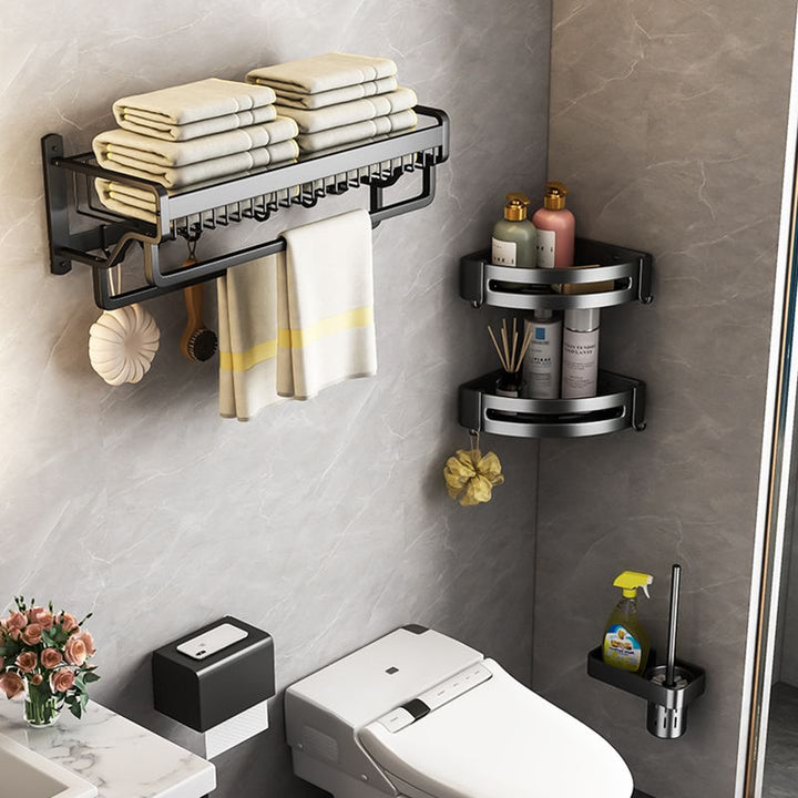 Lisslune | Modern black metal bathroom hardware set towel bar bathroom hardware set