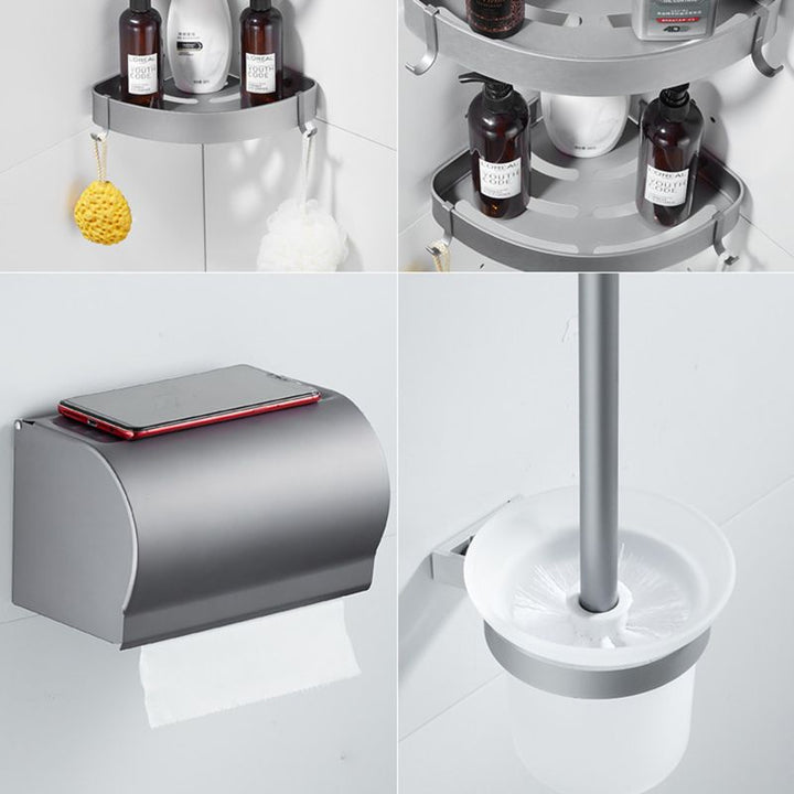 Lisslune | 6-piece contemporary bathroom accessory set bathroom shelf/towel bar paper holder included