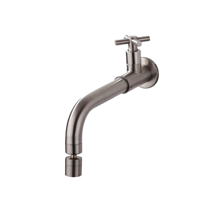 Lisslune | Contemporary Wall-Mounted Bathroom Faucet Cross Handles Stainless Steel Faucet