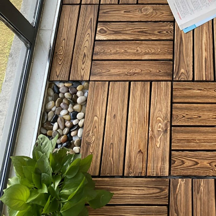 Lisslune | Outdoor composite decking tiles with snap-in stripe detail kit decking tiles