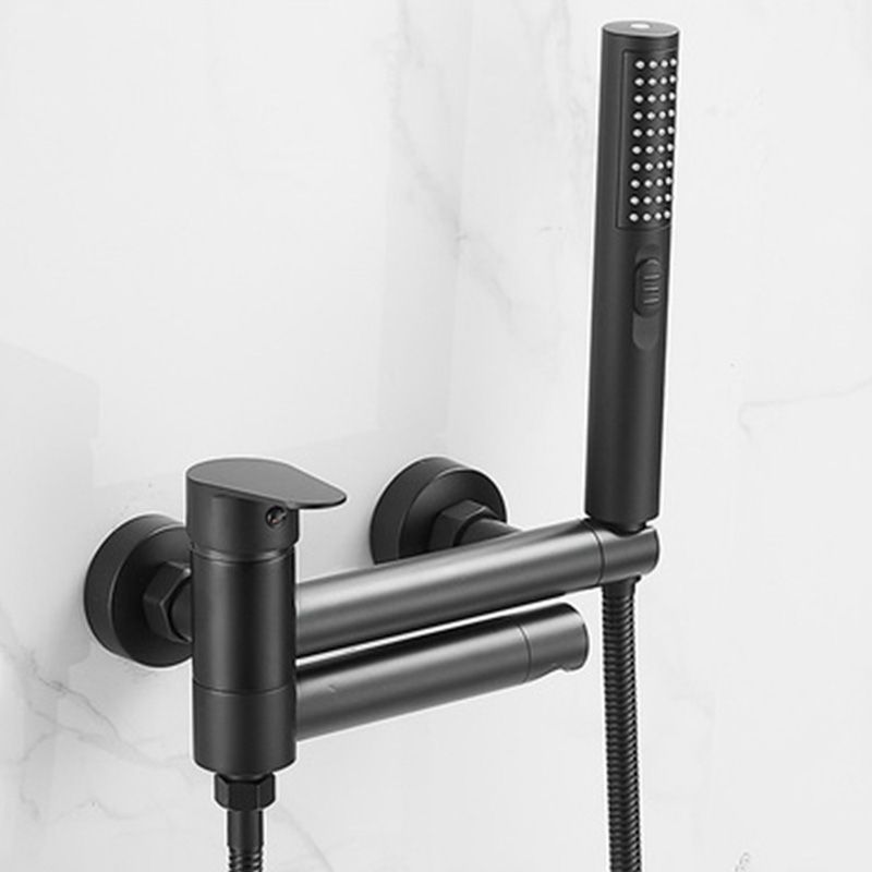 Lisslune | Modern Bath Rim Piece Single Handle Wall Mounted Bathtub Faucet with Hand Shower