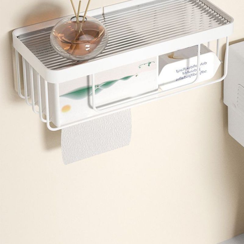 Lisslune | White & Clear Acrylic Bath Accessory Set with Towel Holder/Paper Holder/Bathrobe Hook