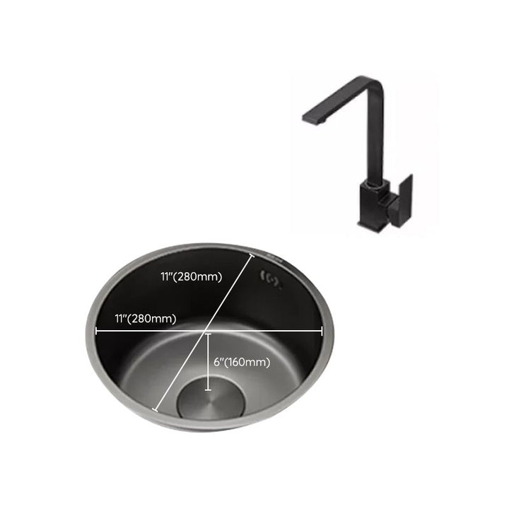 Lisslune | Kitchen Sink Round Single Bowl Color and Scratch Resistant Under-mounted Stainless Steel Kitchen Sink