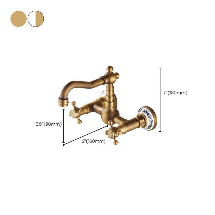 Lisslune | Wall-mounted Fixture Glam Style Bathroom Fixture with 2 Handles