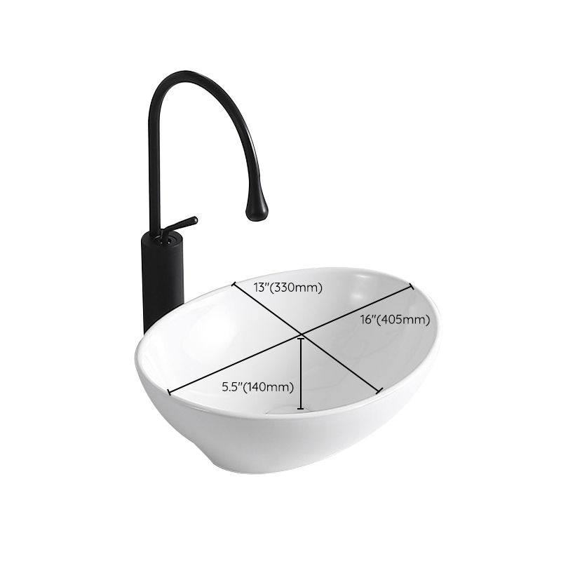 Lisslune | Modern Vessel Sink Porcelain Rectangular Vessel Sink (Not Included Faucet)