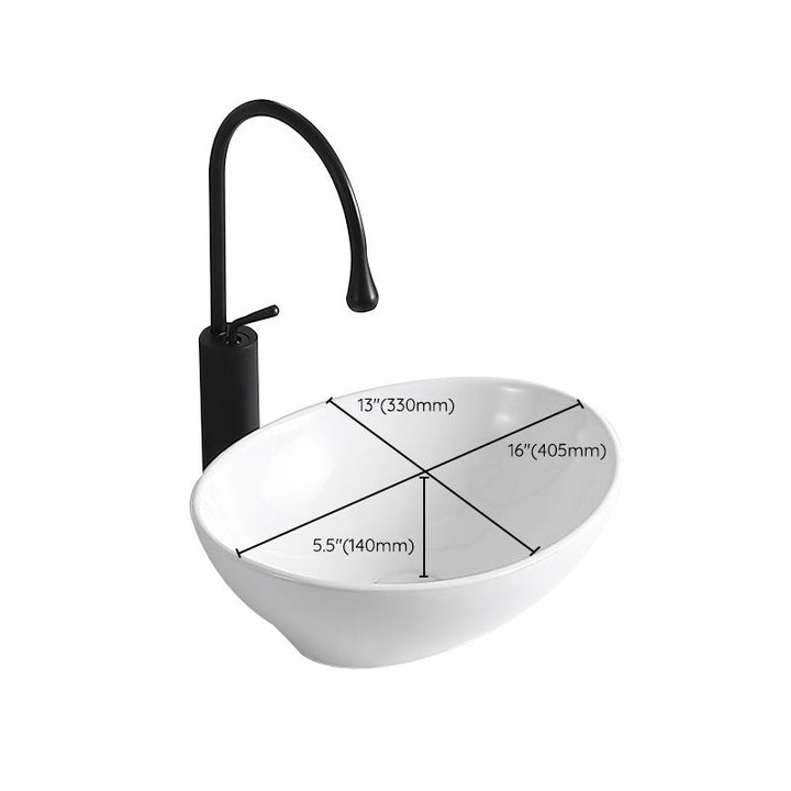 Lisslune | Modern Vessel Sink Porcelain Rectangular Vessel Sink (Not Included Faucet)
