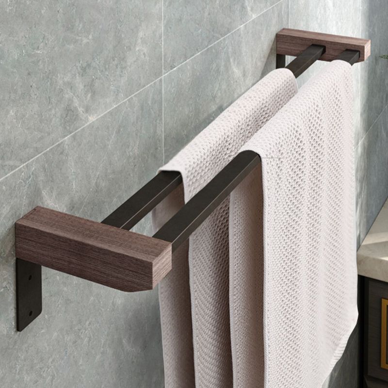 Lisslune | 7-piece bathroom accessory set metal bath set with wood accents