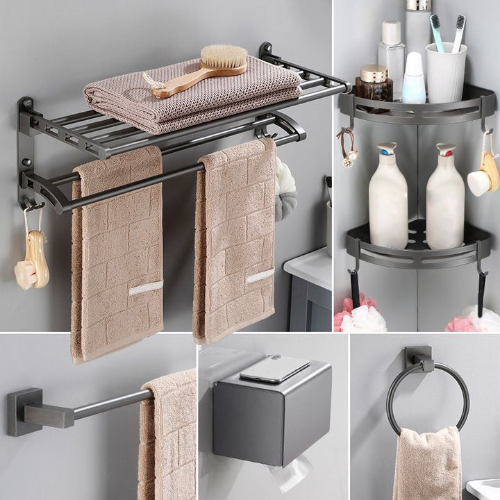 Lisslune | Modern Bathroom Accessories Hardware Set Gray Bathroom Hardware Set