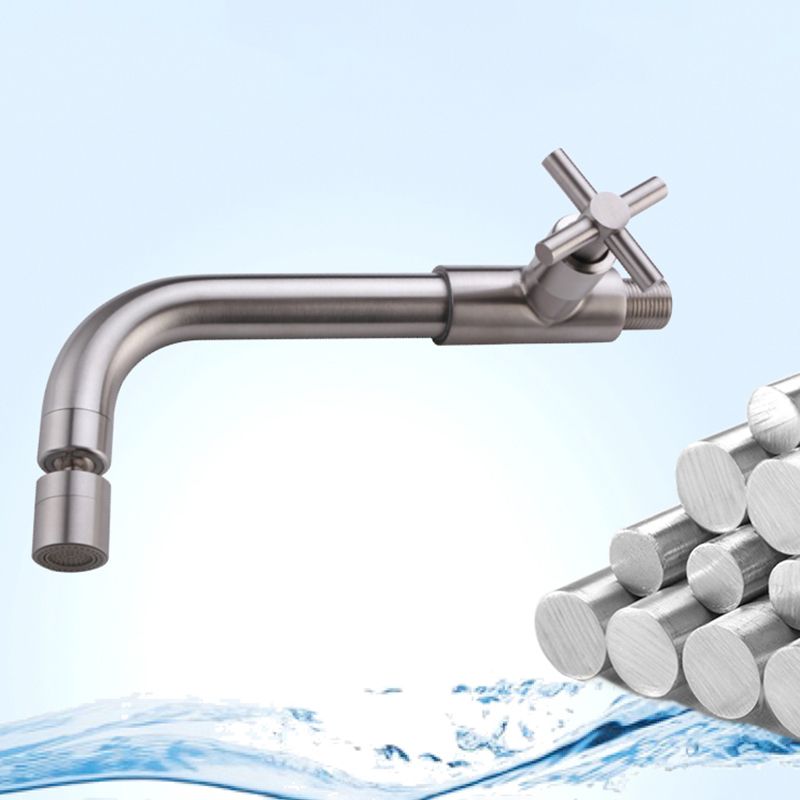 Lisslune | Contemporary Wall-Mounted Bathroom Faucet Cross Handles Stainless Steel Faucet