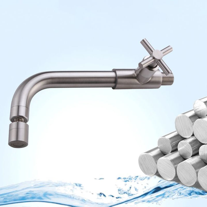 Lisslune | Contemporary Wall-Mounted Bathroom Faucet Cross Handles Stainless Steel Faucet