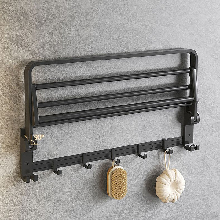 Lisslune | Modern Matte Black Bathroom Accessory Set with Bath Shelf/Towel Hook/Towel Bar