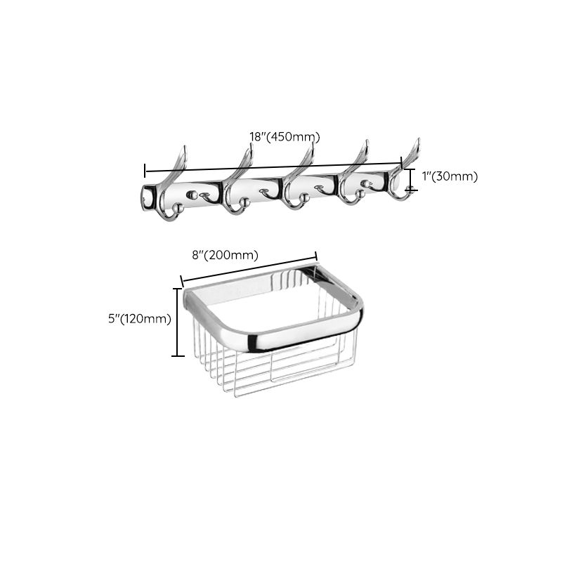 Lisslune | Contemporary silver bathroom set with bathroom shelf and towel rail