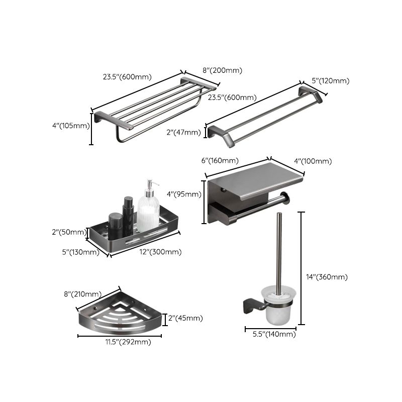 Lisslune | Modern Bathroom Accessories Hardware Set Gray Bathroom Accessories Set