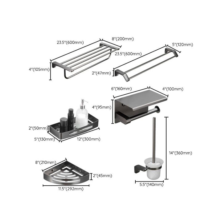 Lisslune | Modern Bathroom Accessories Hardware Set Gray Bathroom Accessories Set