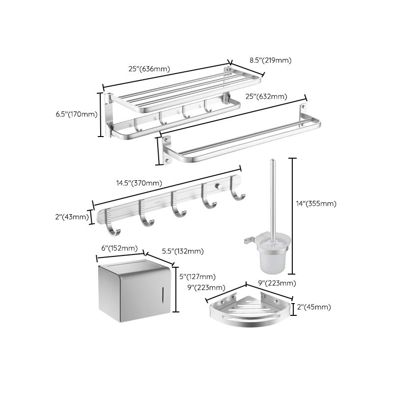 Lisslune | Silver Bathroom Accessory Set Modern Bathroom Accessory as Individual Piece or in Set