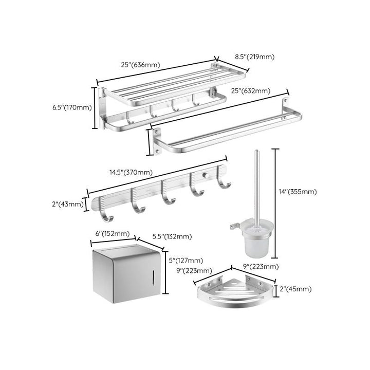 Lisslune | Silver Bathroom Accessory Set Modern Bathroom Accessory as Individual Piece or in Set