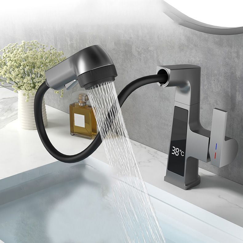 Lisslune | Modern Sink Faucet Pull-Out Lever Handle Brass Faucet Bathroom