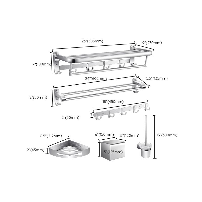 Lisslune | Modern Silver Bathroom Fixtures Set Metal Bathroom Accessories Kit