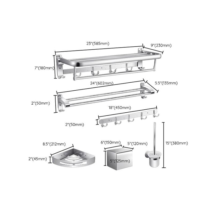 Lisslune | Modern Silver Bathroom Fixtures Set Metal Bathroom Accessories Kit