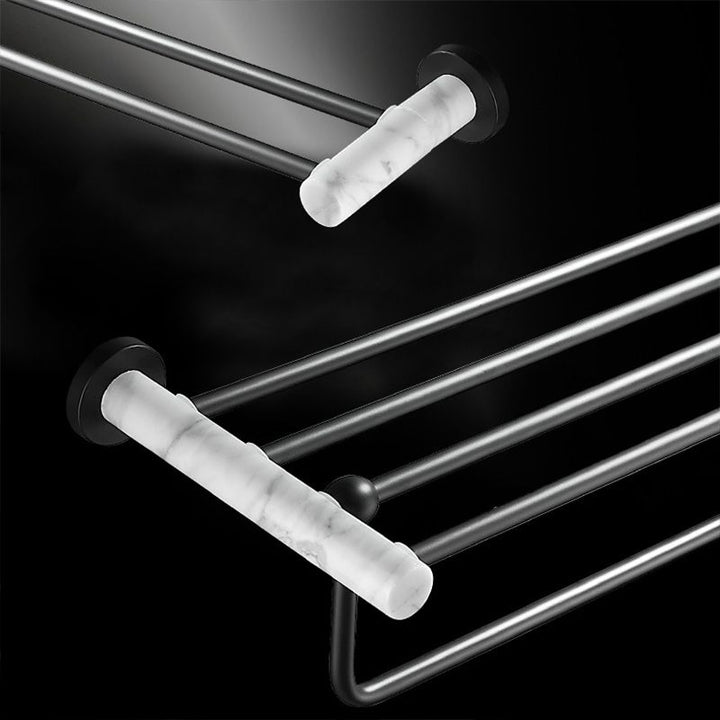 Lisslune | Metal and Marble Bathroom Hardware Set as Individual Piece or Set in Black